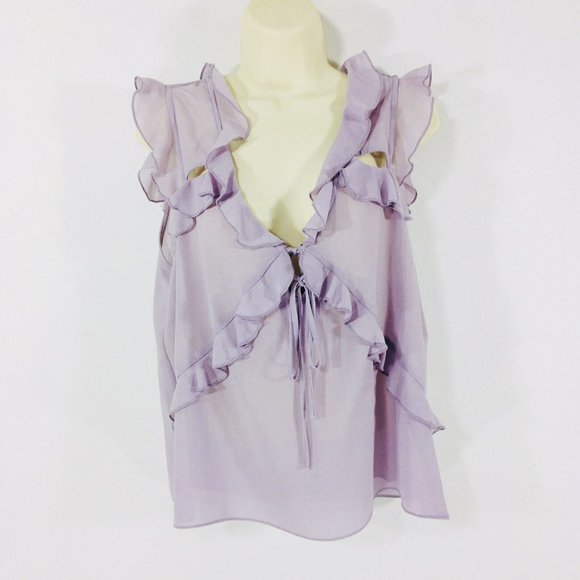 Gianni Bini GB Sz XL Top Blouse Ruffle Front Flutter Sleeve Double Bow Cut Outs - Picture 4 of 9